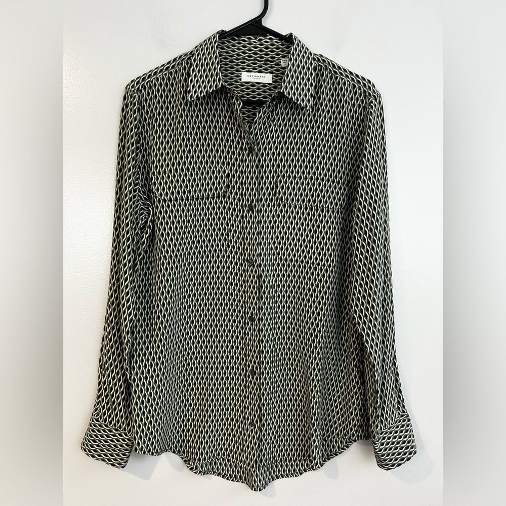 Equipment 100% Silk Button Down Mixed Geometric Print Shirt Size Small